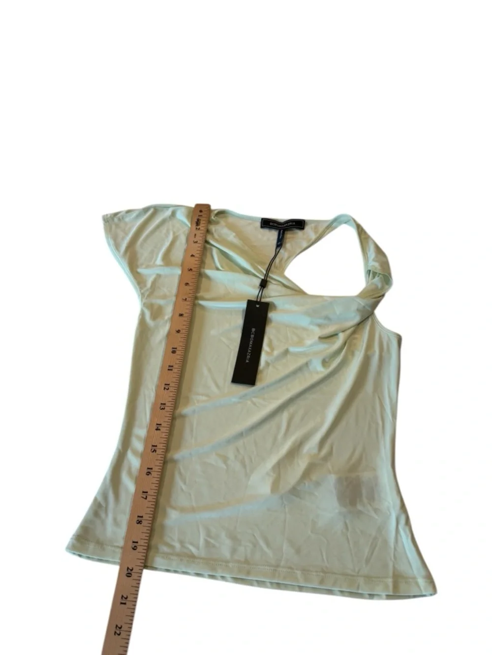 BCBGMAXAZRIA Jade Green Cowl Neck Party Statement Top NEW $98 XXS One Shoulder - Picture 10 of 15